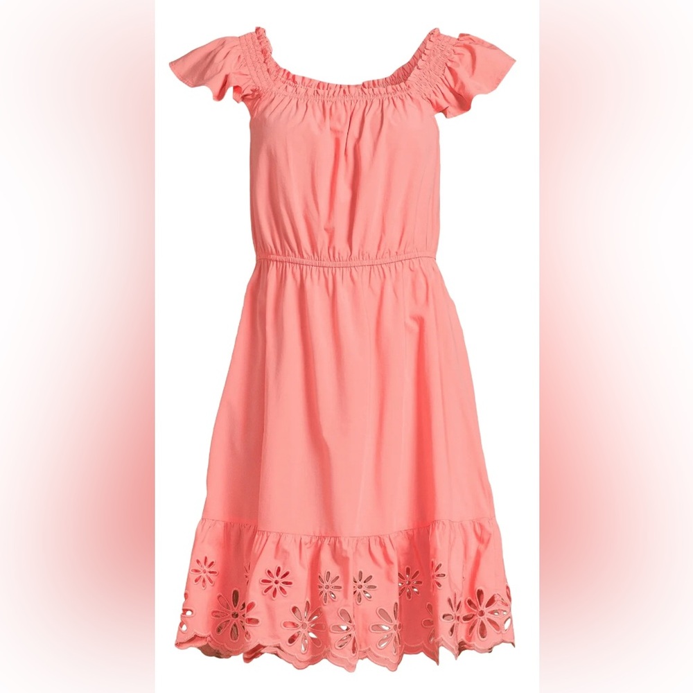 Time and Tru Square Neck Eyelet Trim Mini Dress Size Large